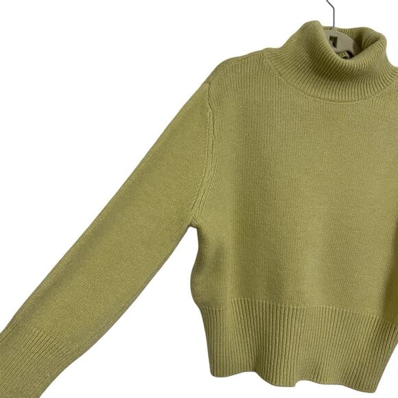 Lemui Korea Soft Wool Turtleneck Sweater Size S Pea Green Relaxed Fit Fall - Picture 3 of 10